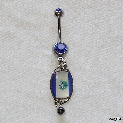 BELLY RING   EL SALVADOR FLAG   SALVADORAN