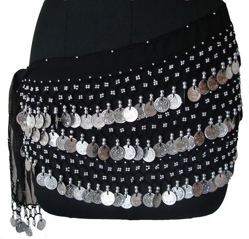 Belly Belle Dancing Hip Scarf Skirt Wrap Belt Black Gypse Costume