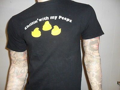 CHILLIN WITH MY PEEPS TSHIRT Black 100% Cotton Adult Medium