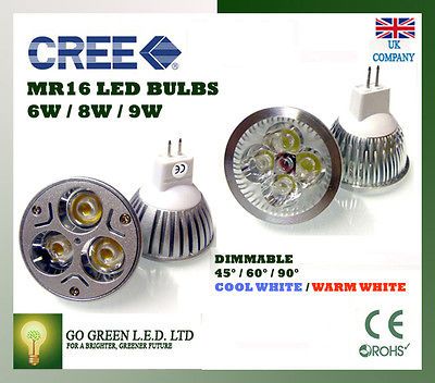 MR16 6W/8W/9W DIMMABLE CREE LED 12V LAMPE AMPOULES ECLAIRAGE FROID