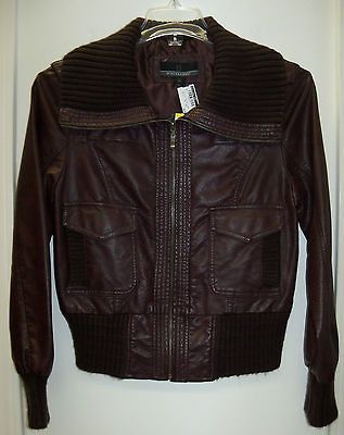 NWT Womens BERNARDO Brown Bomber Flight Aviator Jacket Coat SIZE MED