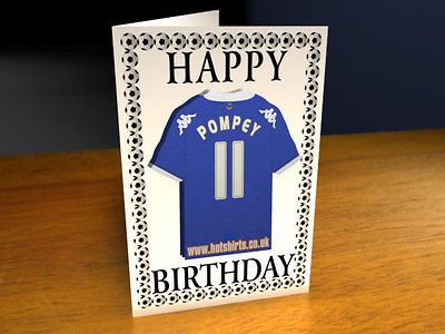 PORTSMOUTH FC FOOTBALL CLUB SHIRT FRIDGE MAGNET BIRTHDAY CARD