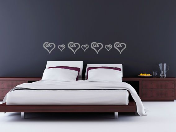 CURLY HEARTS BEDROOM WARDROBE NURSERY WALL STICKERS LOVE ROMANTIC