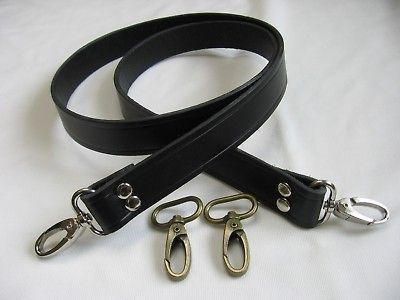 Black Leather Shoulder Hand Crossover Bag Strap 1 in.