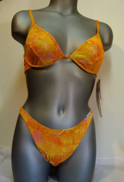 Tan Thru No See Through Underwire Halter Bikini Swimsuit 2 Pc. NWT