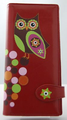 SHAGWEAR Checkbook Wallet Purse Retro Owl Red