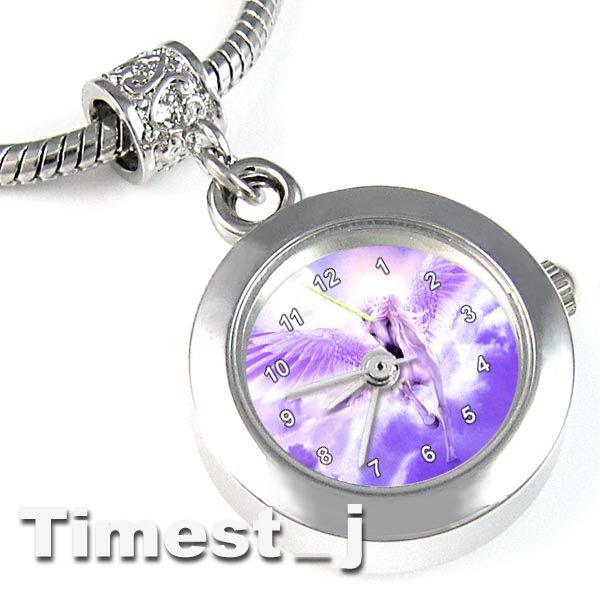 Flying Unicorn Silver European Spacer Charm Bead Watch For Bracelet