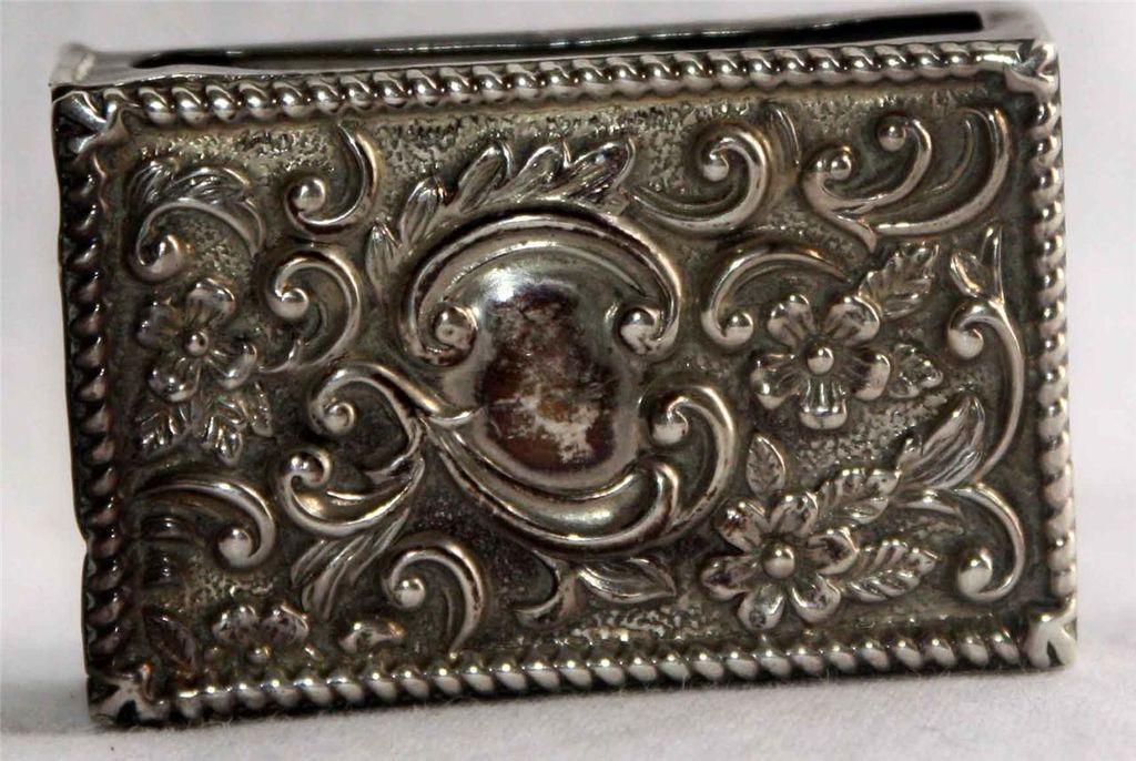 ANTIQUE SOLID STERLING SILVER MATCHBOX HOLDER BIRMINGHAM 1903 P