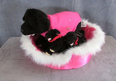 Black Lab lot build a bear dog bed 2 puppies sweater animal plush