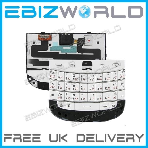 GENUINE FULL WHITE RUSSIAN KEYPAD BLACKBERRY BOLD 9900 9930 QWERTY