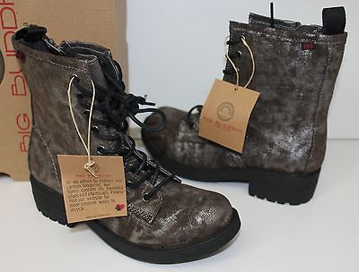 Big Buddha Amber pewter distress lace up combat boots NEW