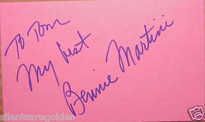 BERNIE MARTINI Pianist Songwriter autographed one 3x5 inch card #