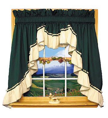 Dolly Country Ruffled 3 pc Swag Curtain & Valance Set Primitive