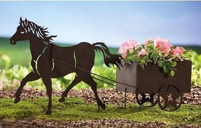 Buggy Planter Silhouette Garden Statue Metal Stake Outdoor Lawn Decor