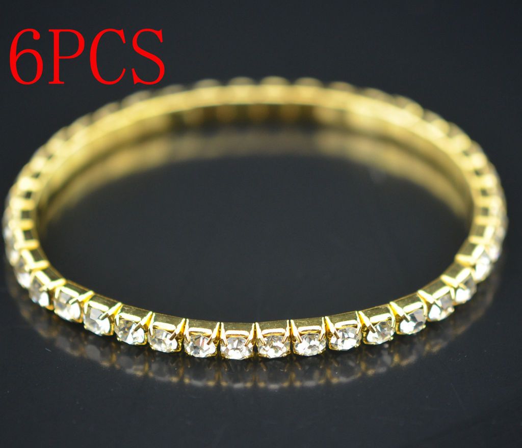 6pcs Wholesale Jewelry Lots Fashion Bling Swarovski Rows Elastic