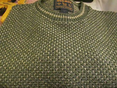 Woolrich Vintage Birdseye Crewneck Sweater Mens Medium Green Tan