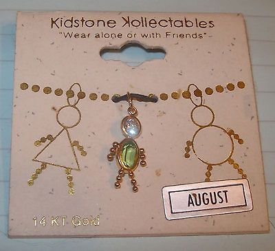 New 14kt Gold Birthstone Charm August Peridot Person Child Doll Kids