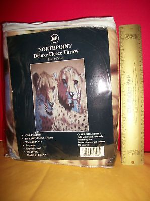 NEW Cheetah Blanket NIP Northpoint Deluxe Fleece THROW North Point Big