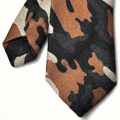 David Hart & Co Brown/Black/Gray/Beige Camouflage Wool & Silk Neck Tie