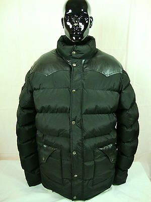 Mens Bubble Jacket With Faux Leather Top New Hip Hop Faux Leather