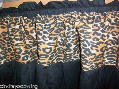 leopard black bed or bathroom window treatment curtain valance