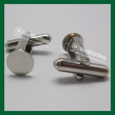 New 10 PCS Silver blank Metal Cufflinks Findings 8mm