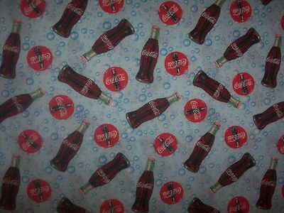 COCA COLA VALANCE 42X12 LINED CUSTOM SEWN Coke Bottles RED BLUE