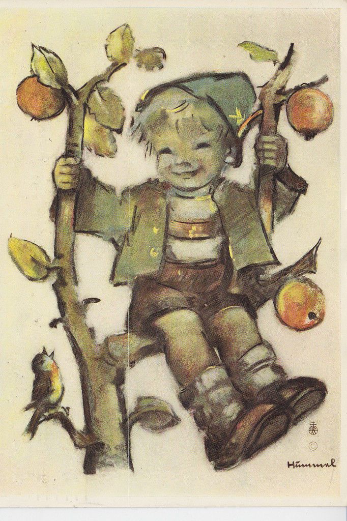 ARTIST SIGNED B. HUMMEL BOY IN FRUIT TREE PM 1974