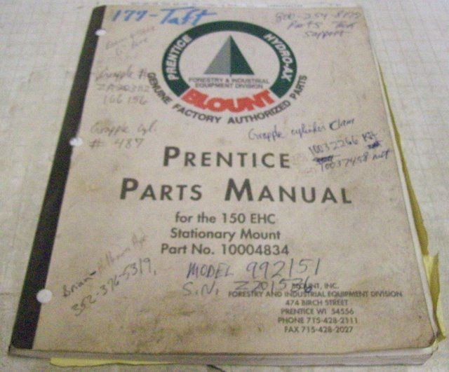 Prentice 1999 150HC Stationary Mount Loader Parts Book