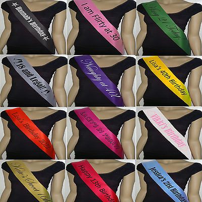 PERSONALISED BIRTHDAY SASH PRESENT GIFT 13TH 16TH 18TH 21ST 30TH 40TH