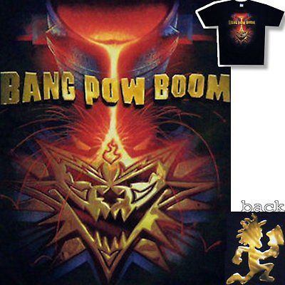 CLOWN POSSE BANG POW BOOM GOLD FACE BLACK T SHIRT MEDIUM NEW ICP