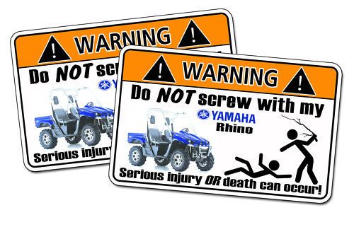 Funny Yamaha BLUE Rhino Warning Sticker 700 450 4x4 UTV