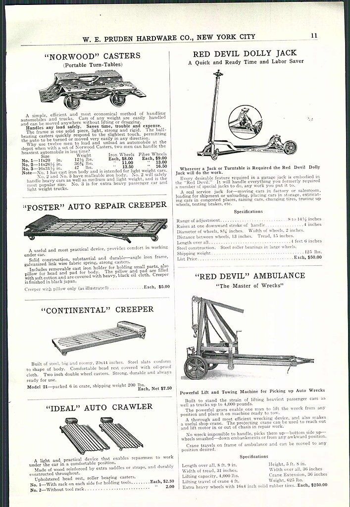 1922 ad Red Devil Auto Car Ambulance Dolly Jack Eco Motor Hoist Wright