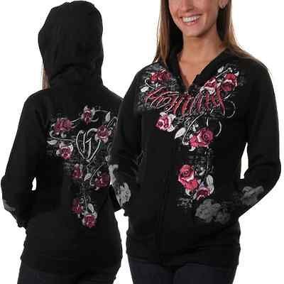 Hostility Blossom Juniors Full Zip Hoodie   Black