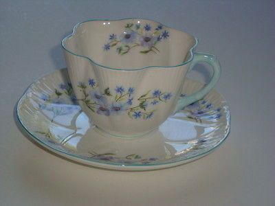 Shelley BLUE ROCK Tea Cup and Saucer Duet(s)