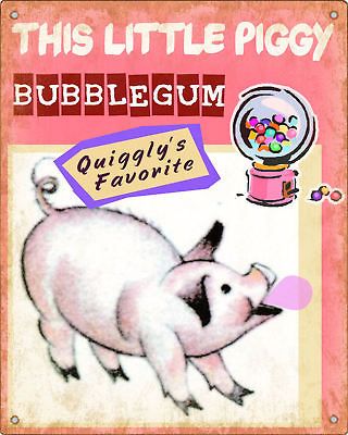 PIG BUBBLEGUM machine SIGN CANDY shop wall decor KIDS RETRO VINTAGE