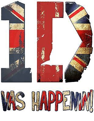 DIRECTION BAND ****VAS HAPPENIN****FA BRIC/T SHIRT IRON ON TRANSFER