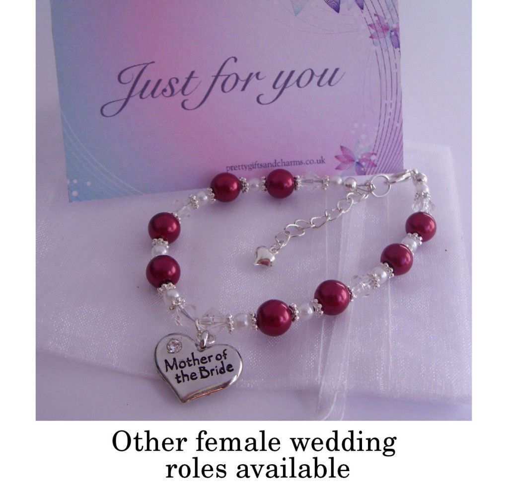 Burgundy wedding Bracelet,mother,bride,maid,chief ,flowergirl,gift