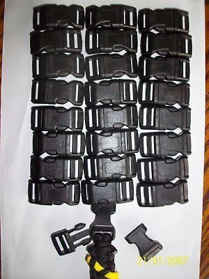 Supplies to make Survival Bracelets, Contoured side release buckles 25