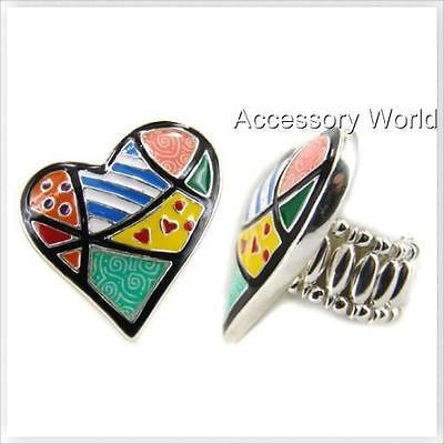 NEW MIAMI POP ART BRAZIL STYLE COLORFUL ENAMEL STRETCH RING MANY