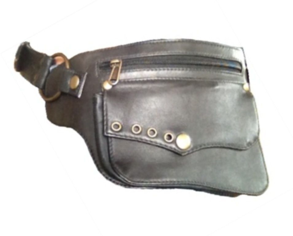 LEATHER POCKET BELT waist hip psytrance bum money bag fanny pack