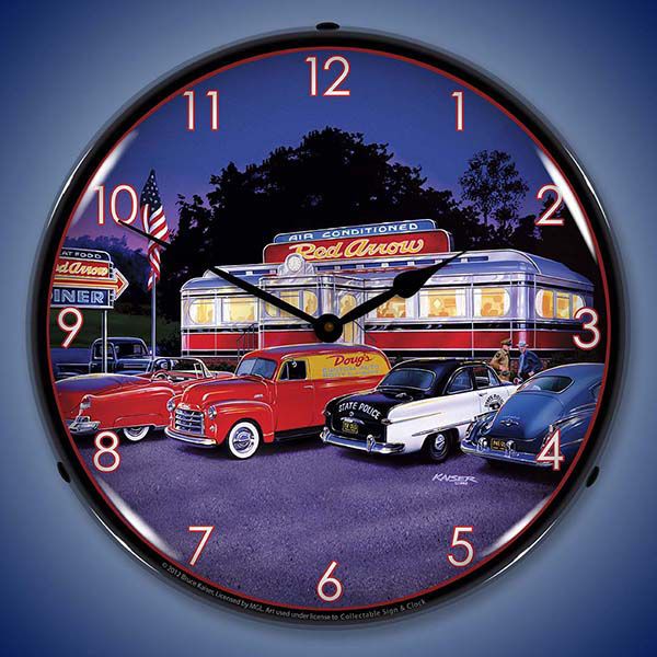 Bruce Kaiser Red Arrow Dinner Lighted Clock