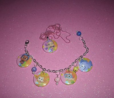 Bubble Guppies Girls Hair Bow & Bracelet /Necklace