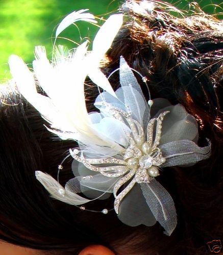 Vintage Feather Fascinator Headpiece Bridal Hair Combs