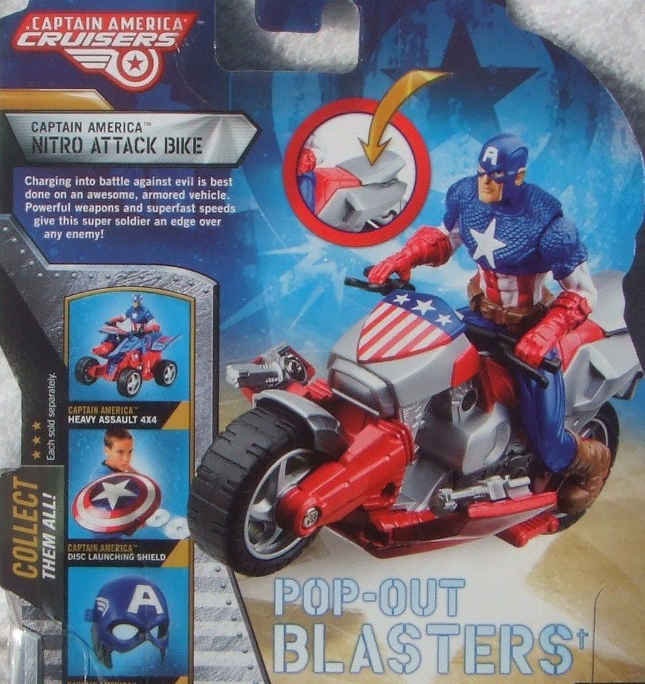 CAPTAIN AMERICA CRUISERS NITRO ATTACK BIKE W/ BLASTERS FOR AGE 4