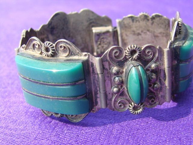 VTG Sterling Jade MEXICAN Bracelet marked TAXCO ?