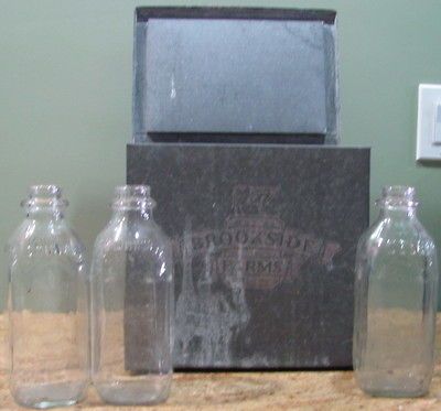 Brookside Farms Vintage Metal Milk Home Delivery Box w/ 3 Empty