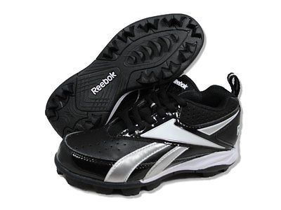 REEBOK Boys JR. Allout SPD M MRT Black White Football Cleats SZ 11