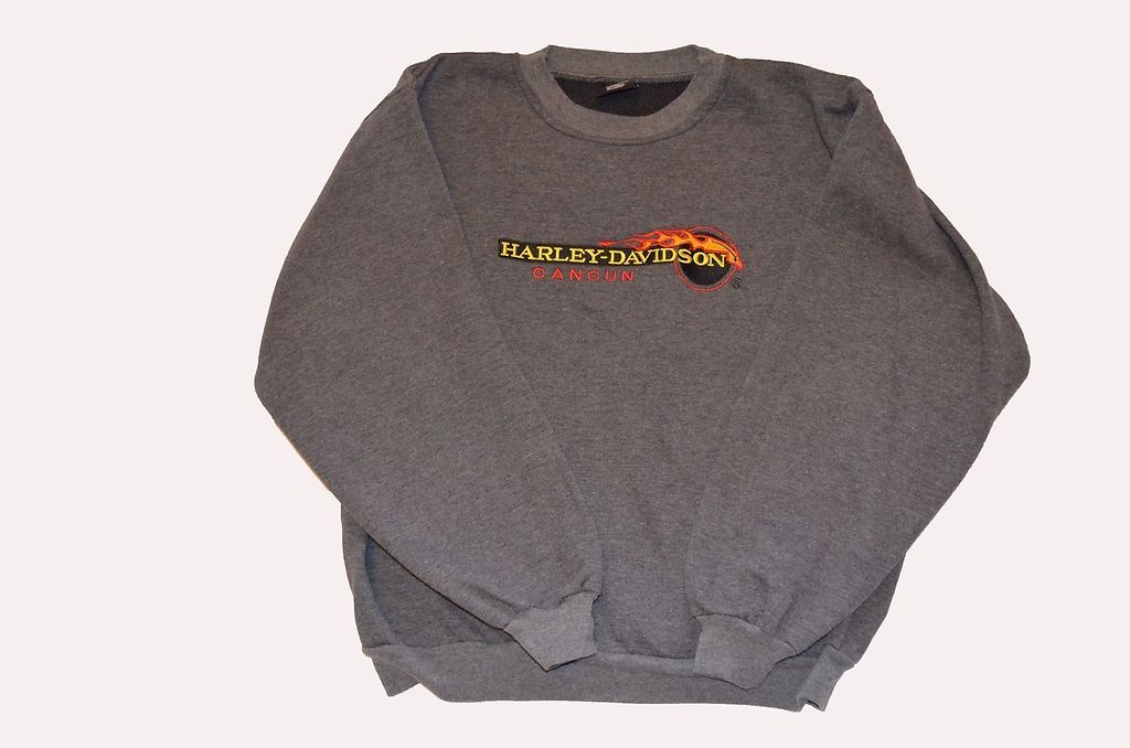 sa Harley Davidson Cancun Sweatshirt Pullover Crew Neck Shirt Marled