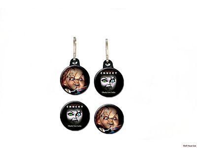 BRIDE OF CHUCKY killer doll zipper pulls w/ buttons